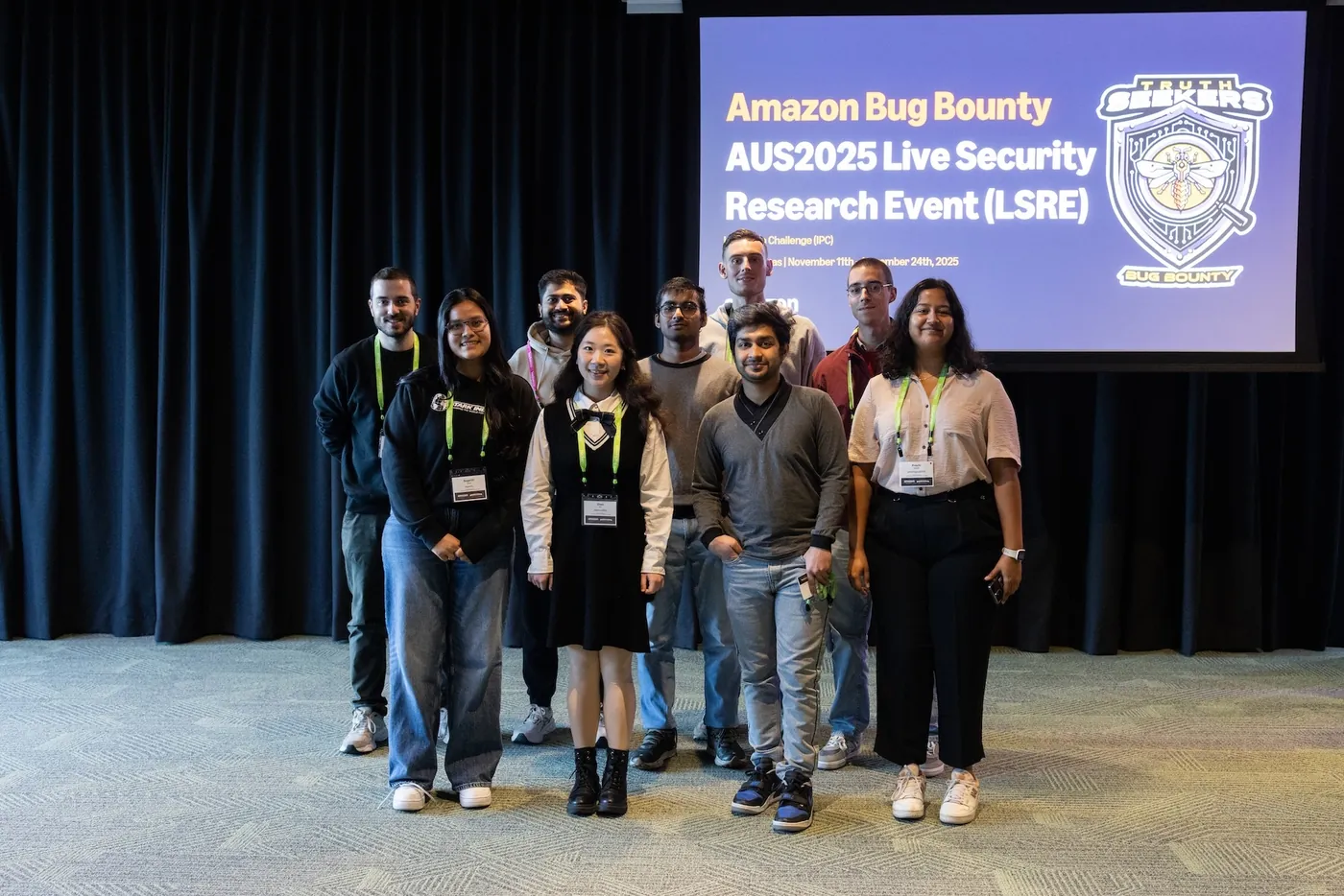 Group photo at the Amazon Bug Bounty AUS2025 live security research event